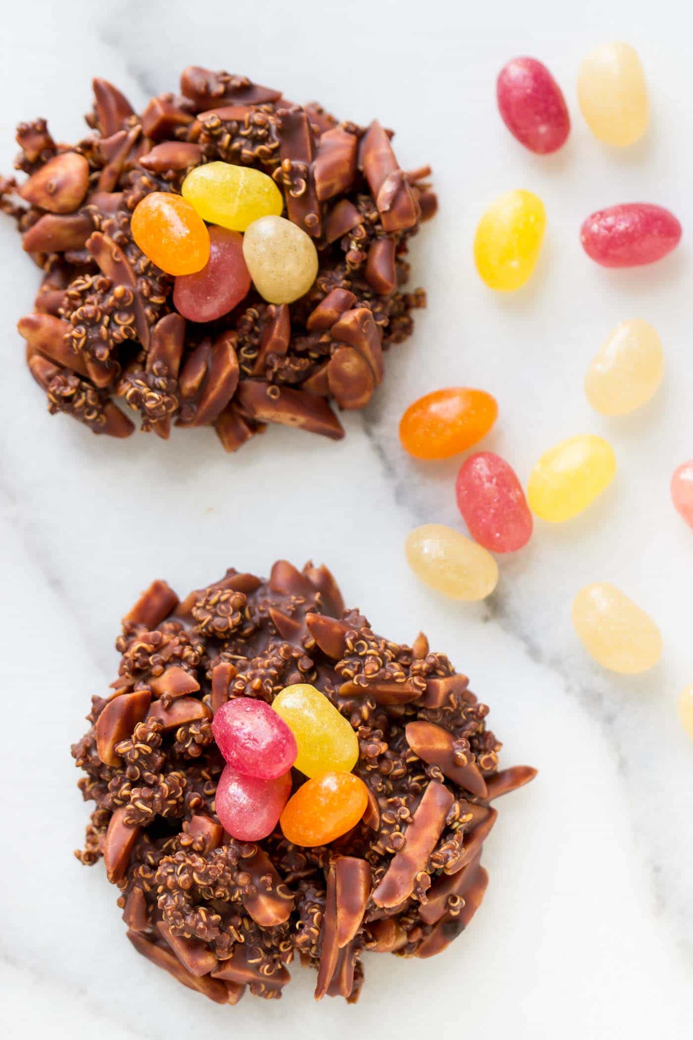 Chocolate Birds Nest Cookies...made with just 5 ingredients! These are healthy, vegan and have an amazingly crunchy texture!