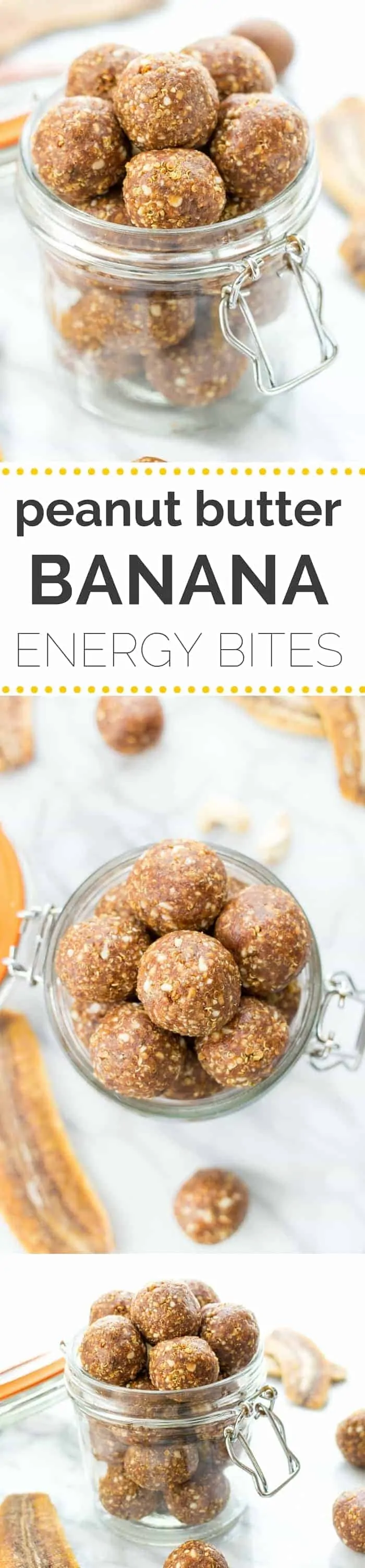 Banana Peanut Butter Energy Bites -- made with dried banana, dates and quinoa crispies! [vegan]