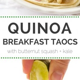 VEGAN! Quinoa Breakfast Tacos with a savory butternut squash + kale filling - simple, flavorful and detox-friendly!