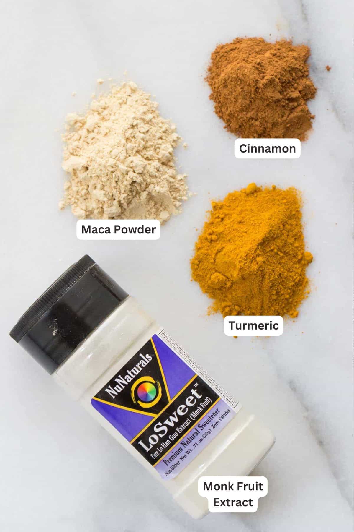 Ingredients for Energizing Matcha Latte.