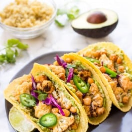 Buffalo Cauliflower & Quinoa Tacos -- quick, easy, healthy and SO FLAVORFUL! [vegan + gluten-free]