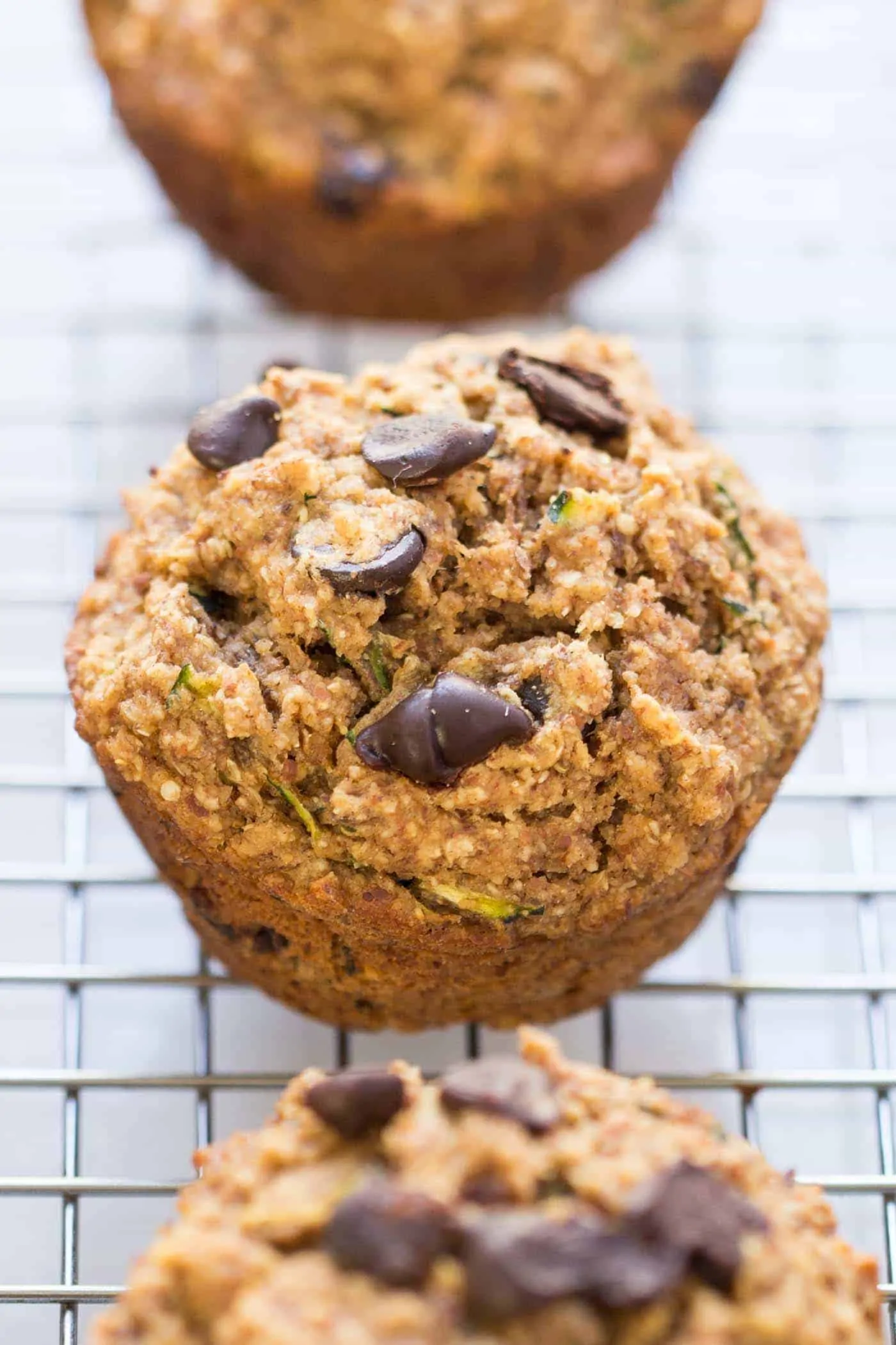 Skinny Chocolate Chip Zucchini Quinoa Muffins -- made without any oils, eggs, dairy, refined sugar OR gluten!