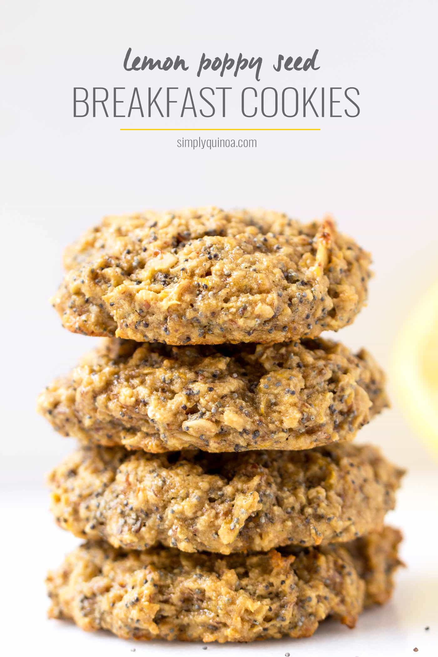 Lemon Poppy Seed Quinoa Breakfast Cookies!! They're simple, healthy, delicious and SO FLAVORFUL! 