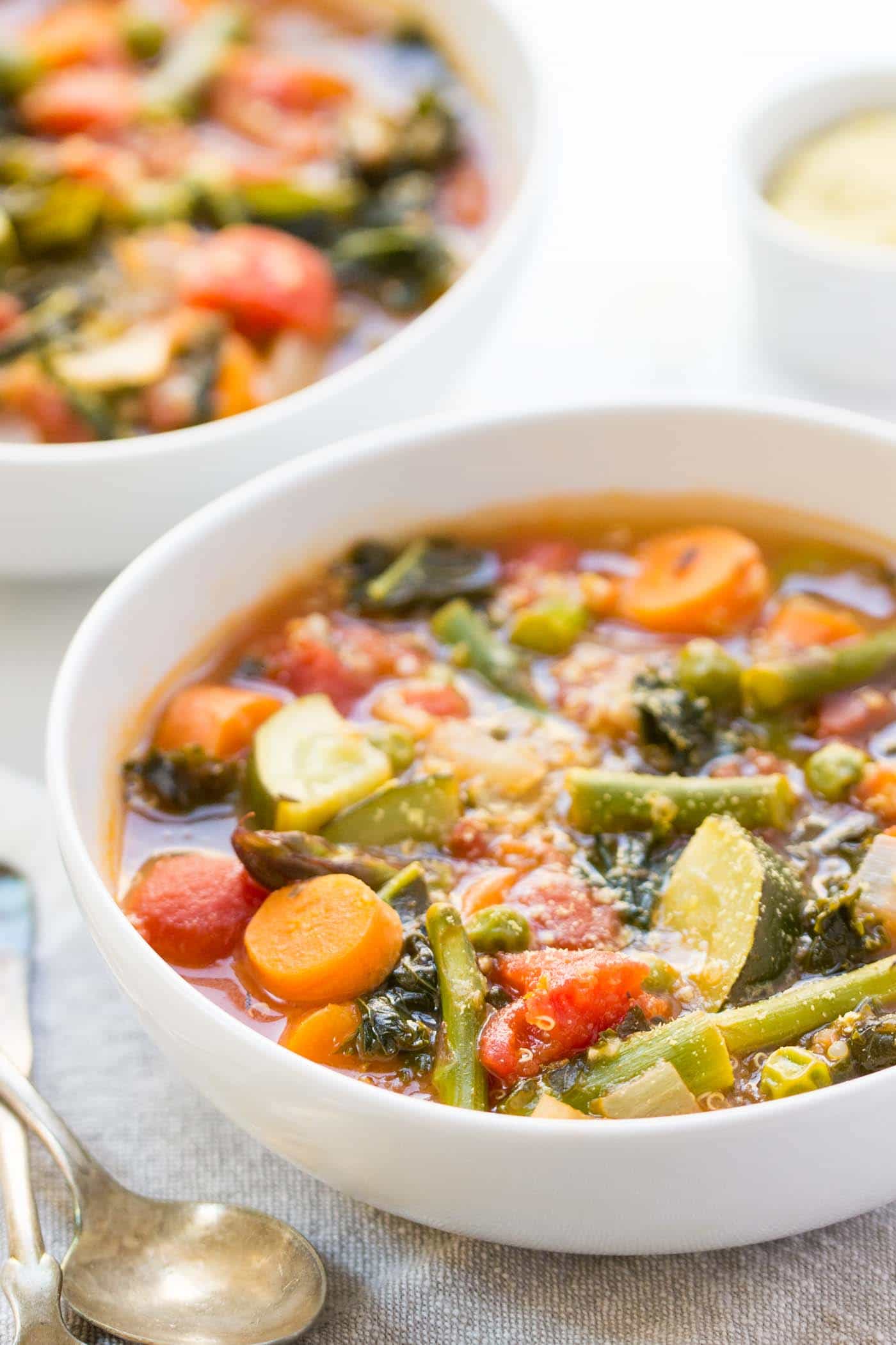 The BEST vegetable minestrone made fresh spring veggies and protein-rich quinoa!