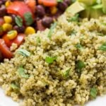Spicy Green Mexican Quinoa -- a super easy recipe that can be served with pretty much anything! Like Chipotle's Cilantro Lime Rice only BETTER!