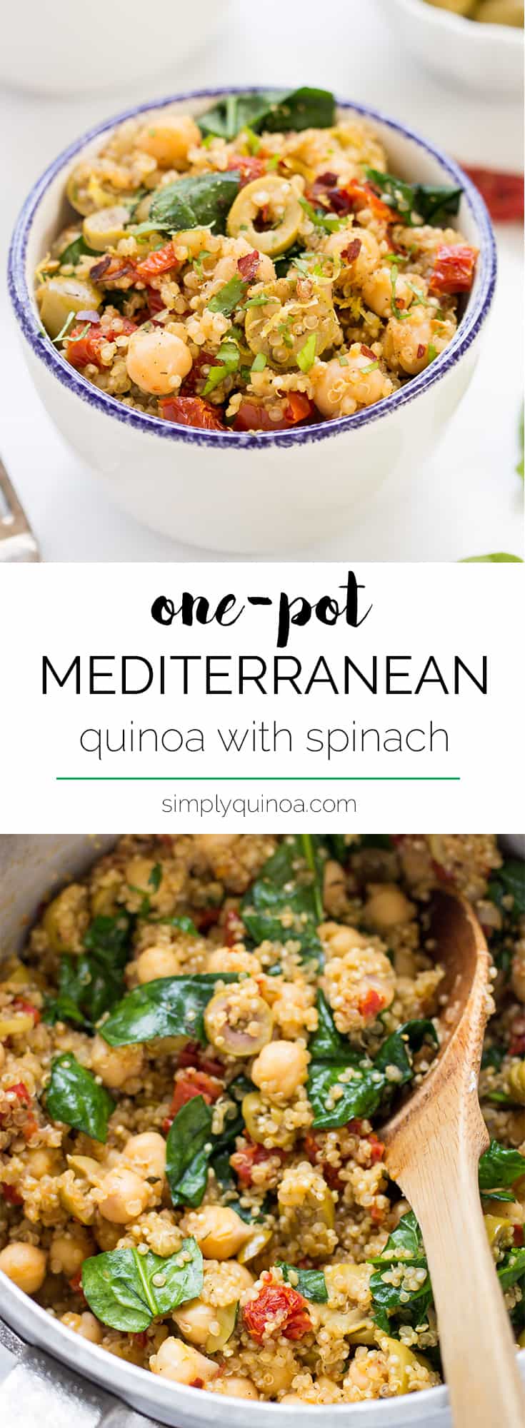 A simple Mediterranean Quinoa made in only ONE POT with tons of flavor and healthy ingredients! [vegan]