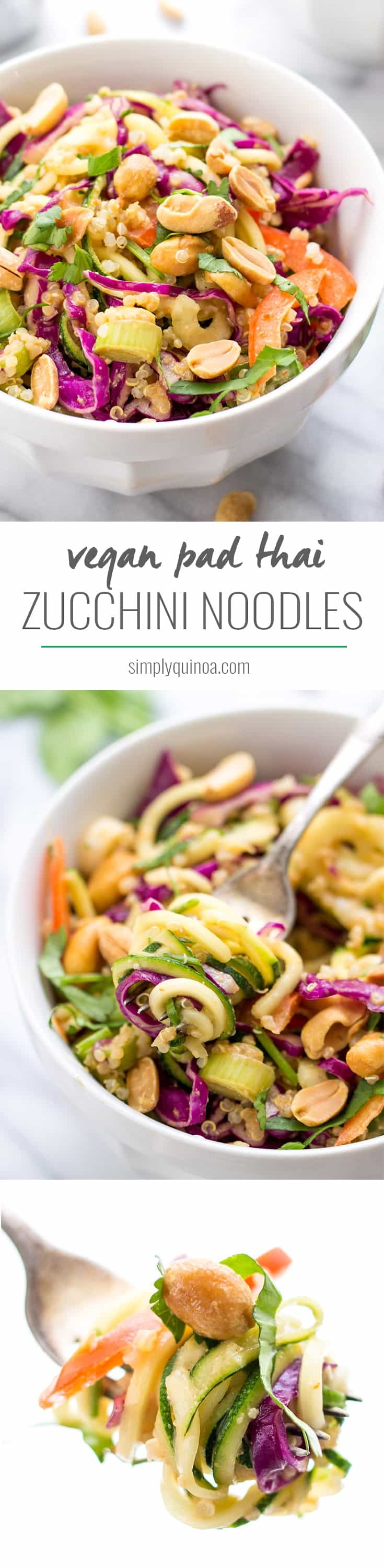 Zucchini Noodle Pad Thai -- a simple dish that doesn't require any cooking, is totally healthy and SUPER flavorful!