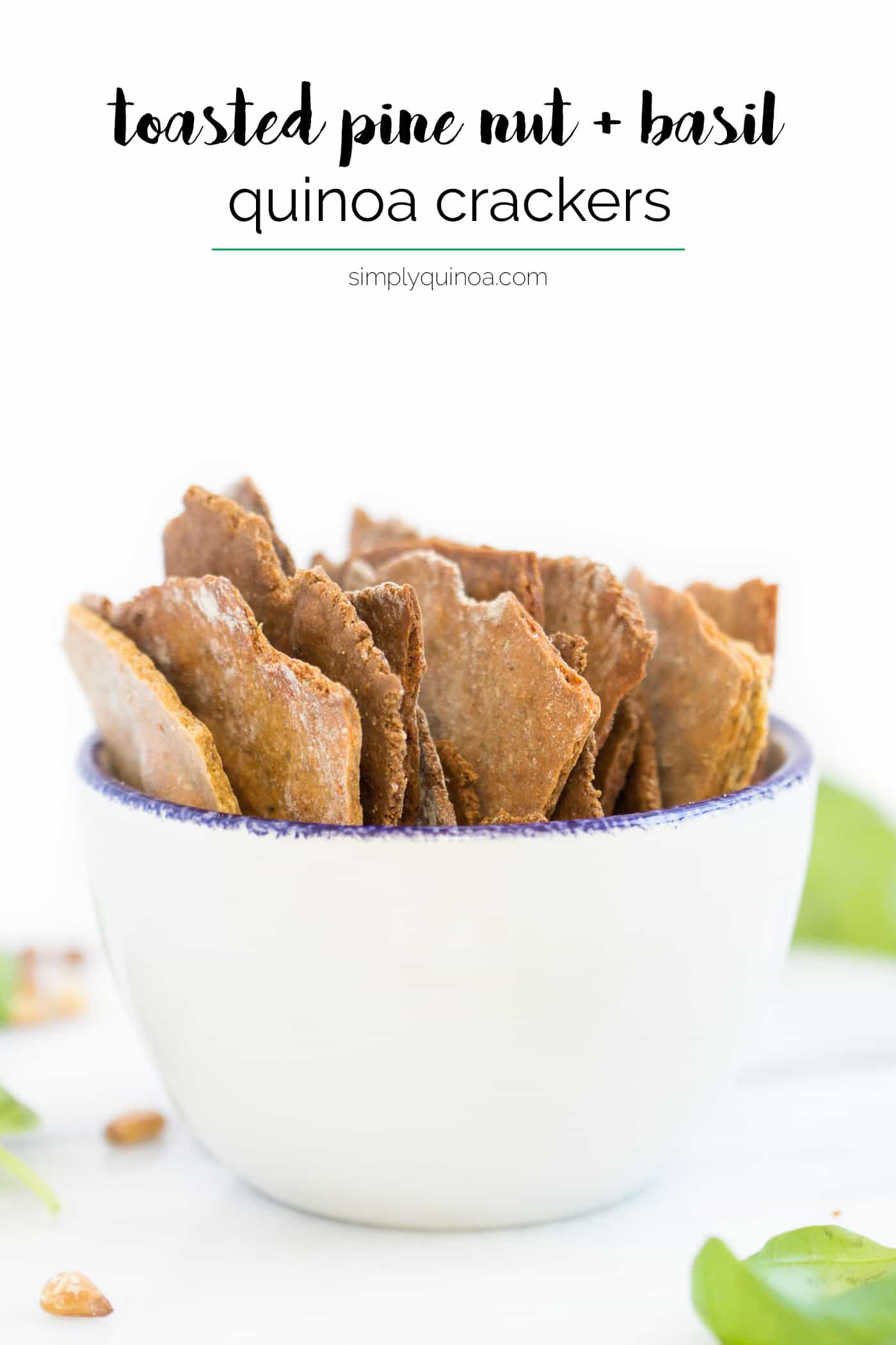 Toasted Pine Nut + Basil Quinoa Crackers -- a healthy, vegan recipe that is SUPER easy to make!