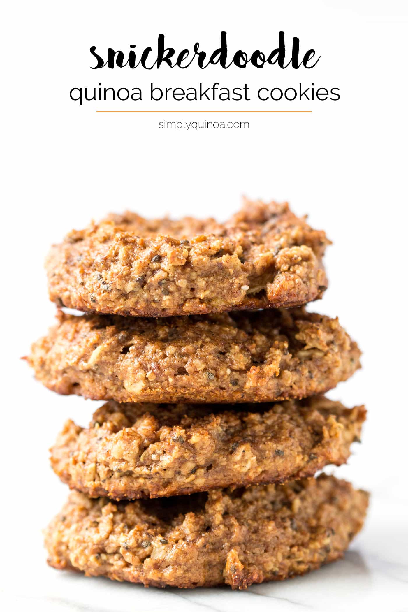 Wish you could have cookies for breakfast every day? YOU CAN! These Snickerdoodle Quinoa Breakfast Cookies are super healthy and SO FLAVORFUL!