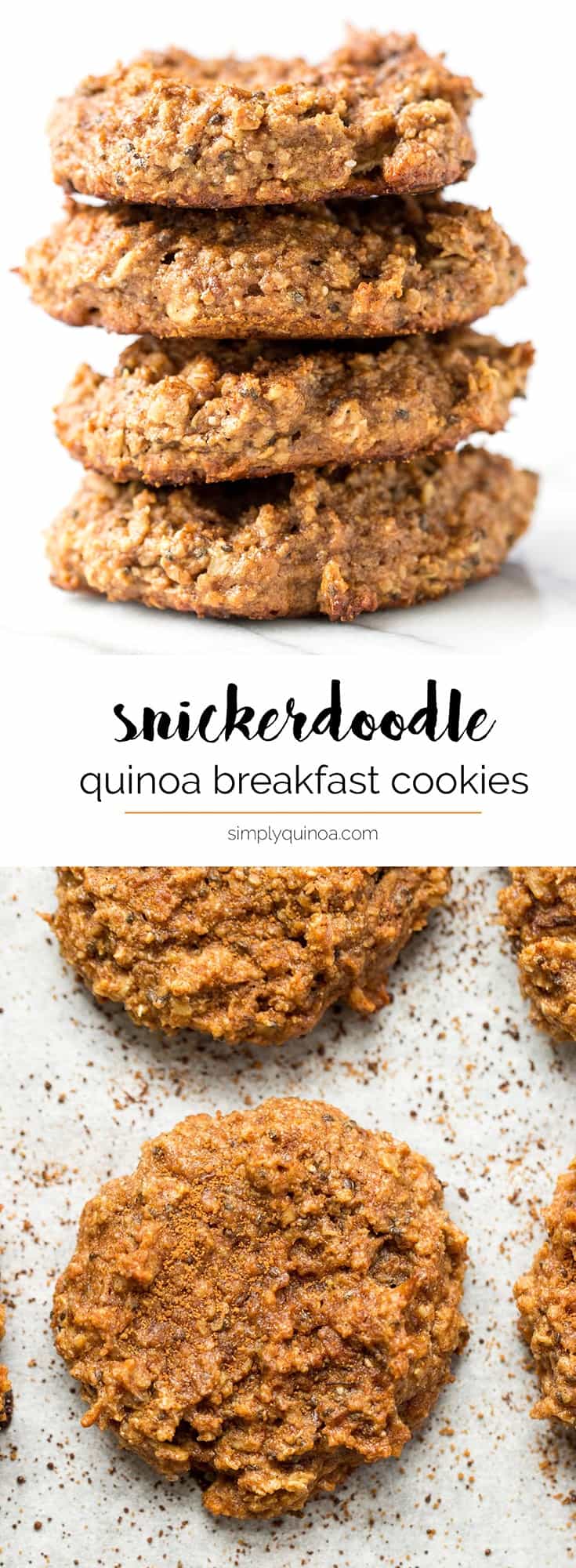 Snickerdoodle Quinoa Breakfast Cookies -- a healthy spin on a classic cookie, reimagined to be totally worthy of breakfast!