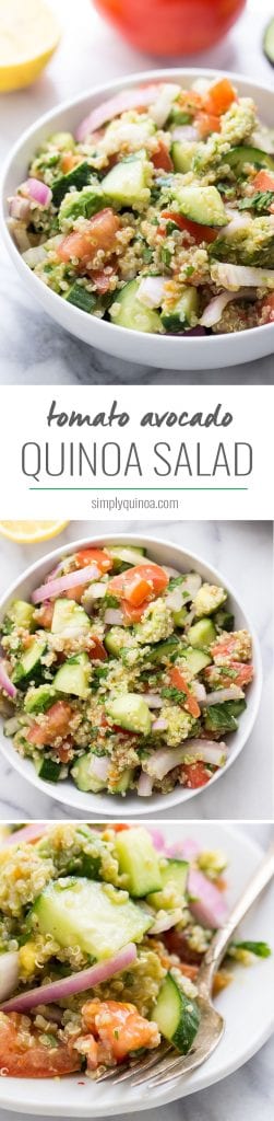 Cucumber, Tomato + Avocado Quinoa Salad - Simply Quinoa