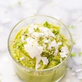 Key Lime Pie Avocado Mousse -- this tastes totally decadent and exactly like key lime pie, but uses only 3 ingredients and is SUPER HEALTHY!