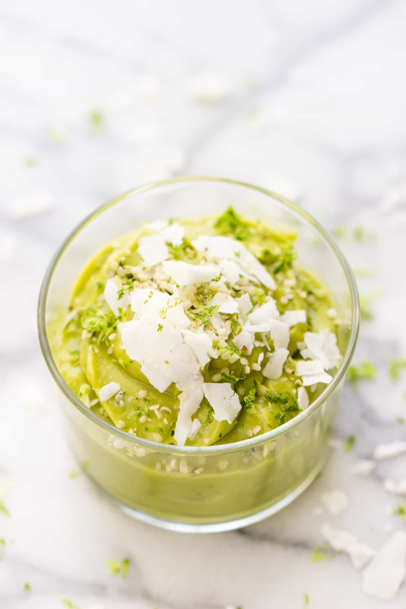 Key Lime Pie Avocado Mousse -- this tastes totally decadent and exactly like key lime pie, but uses only 3 ingredients and is SUPER HEALTHY!