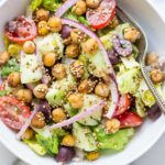 vegan chopped salad with spiced chickpeas