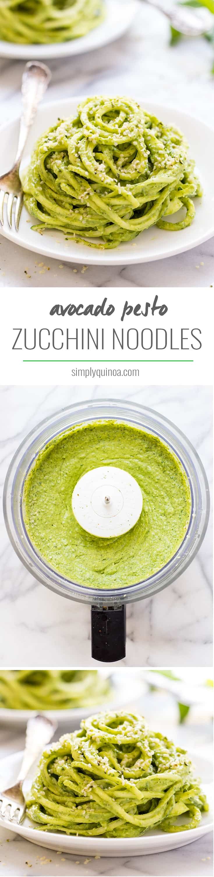 Avocado Pesto Zucchini Noodles -- a light and flavorful dish that requires zero cooking and only a few simple ingredients!