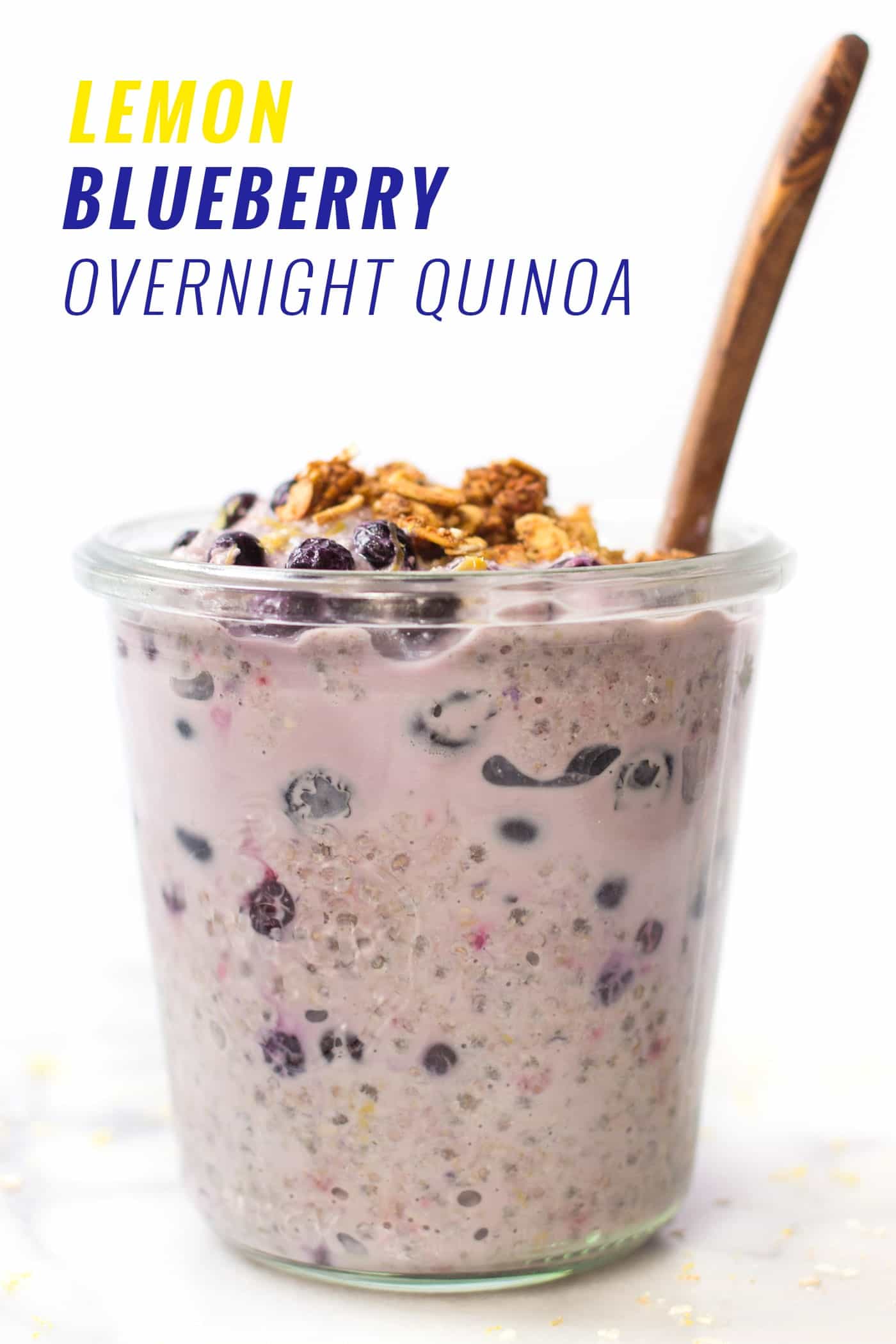 Lemon Blueberry Overnight Quinoa -- takes only 5 minutes to make and will keep you full all morning long!