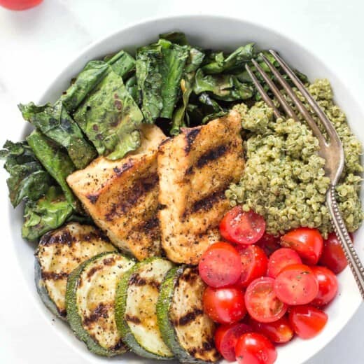 Pesto Quinoa Salad Bowls with Grilled Tofu - Simply Quinoa