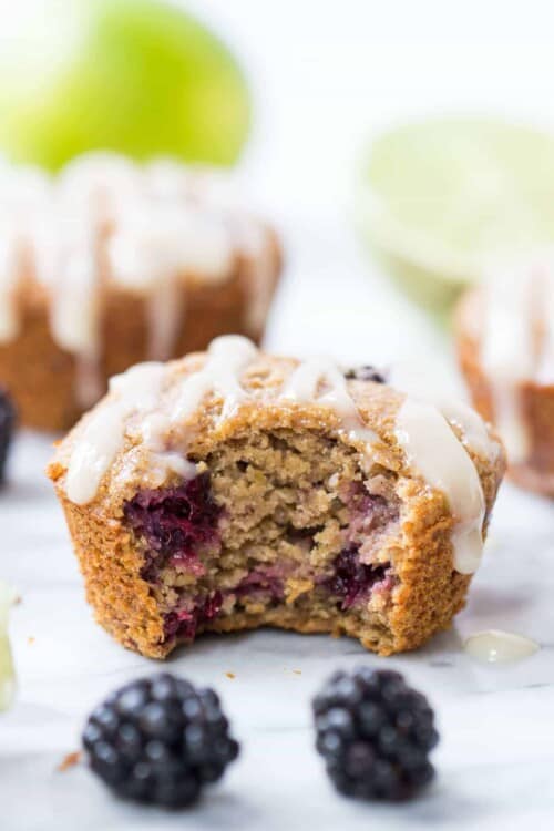 Blackberry Lime Quinoa Muffins with a Coconut Butter Glaze