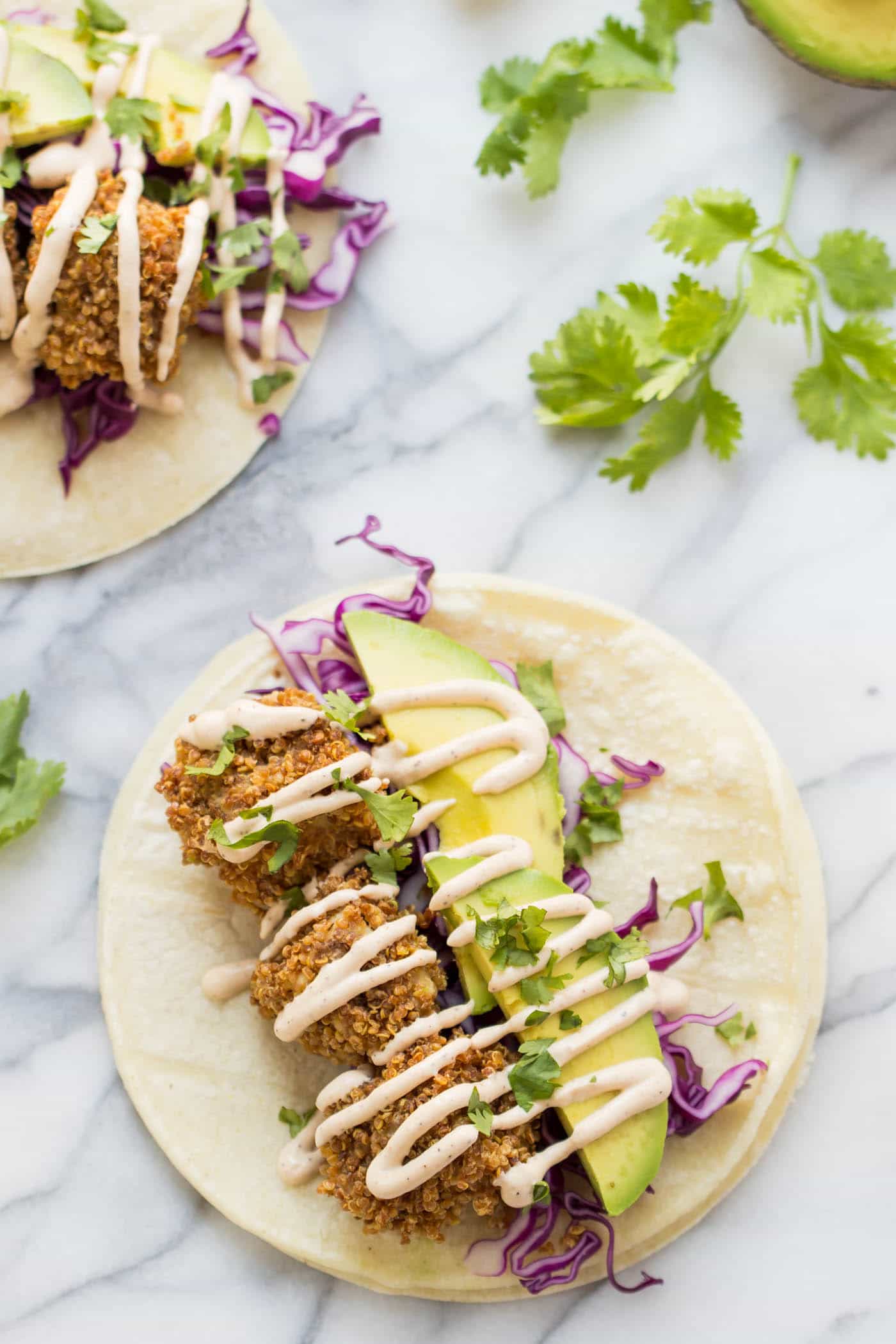 Crispy Tofu Tacos with Vegan Lime Crema - Simply Quinoa