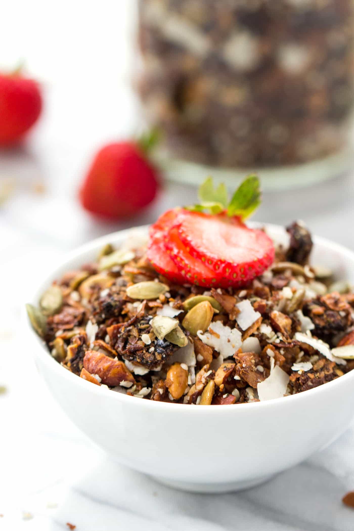 This simple grain-free coconut granola is made with healthy ingredients, sweetened naturally and tastes amazing!