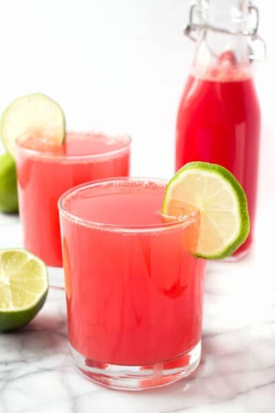 Watermelon Lime Spritzers -- a healthy summer cocktail that's made with only three ingredients!