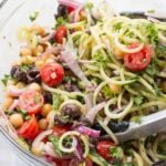 CUCUMBER NOODLE GREEK SALAD -- a refreshing twist on a traditional salad! [vegan + dairy-free]