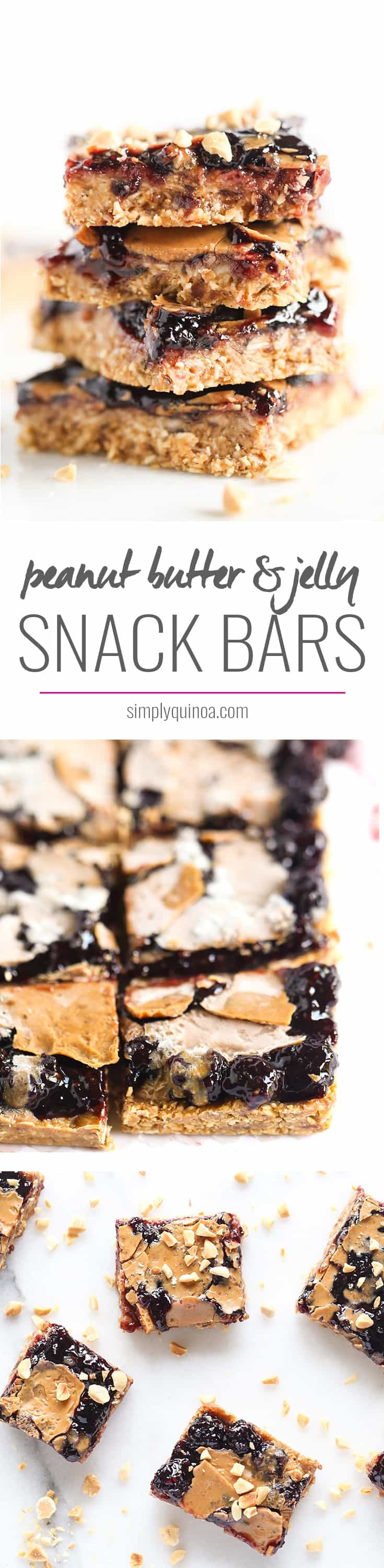 PEANUT BUTTER + JELLY SNACK BARS -- like gussied up granola bars only way more fun to eat!
