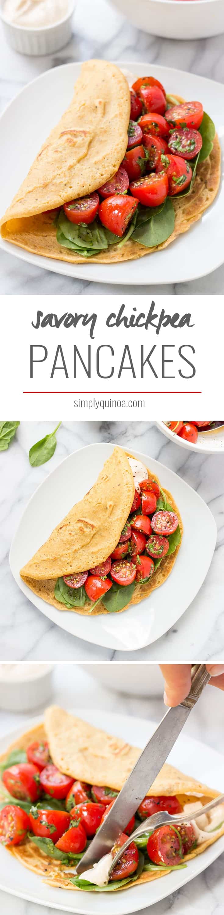 These simple savory chickpea pancakes are SO EASY, taste amazing and are packed with protein!