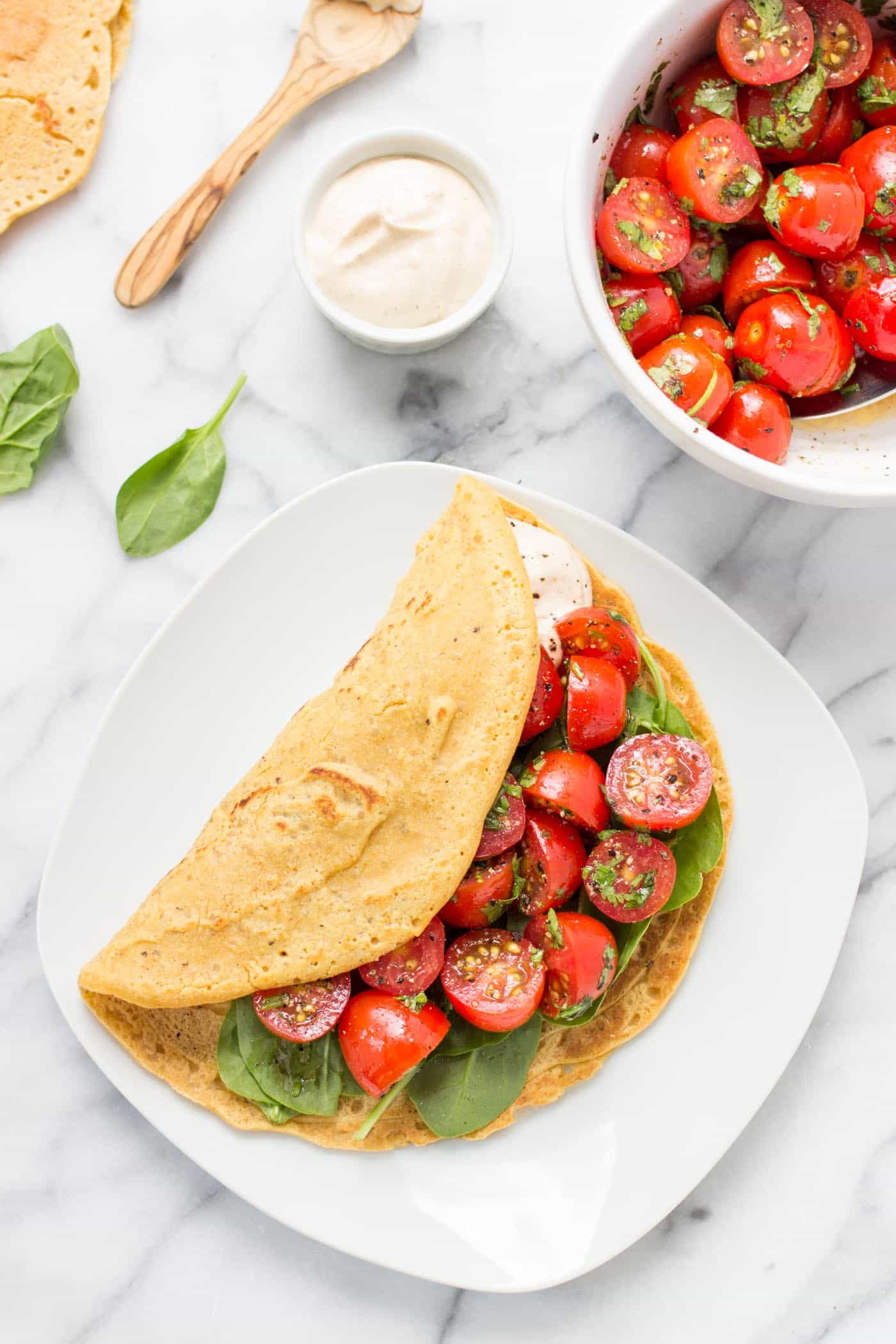 These simple savory chickpea pancakes are SO EASY, taste amazing and are packed with protein!