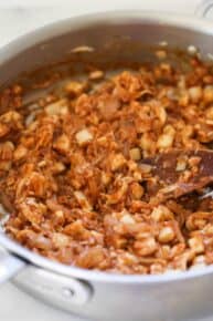 Vegan BBQ pulled pork in skillet