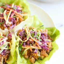 You'd never believe it, but these BBQ pulled pork lettuce wraps are actually VEGAN!