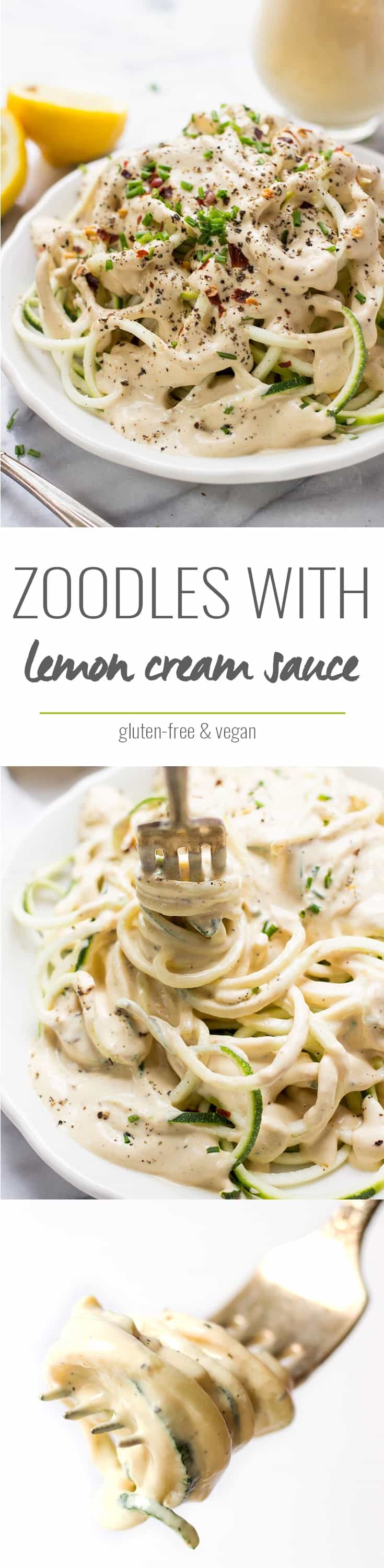 Zucchini Noodles with Lemon Cream Sauce -- healthy, protein-packed and vegan!