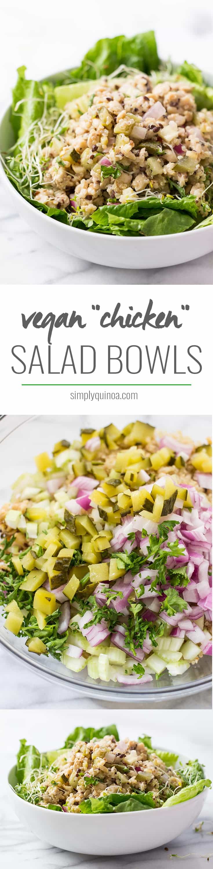 VEGAN 'CHICKEN' SALAD BOWLS! the perfect weeknight dinner or office lunch. Can be made in big batches and enjoyed all week long!