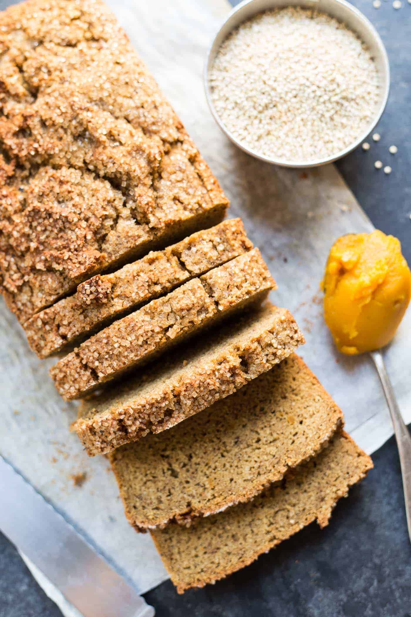ALMOND FLOUR PUMPKIN BREAD -- healthy, high protein, and the perfect breakfast treat!