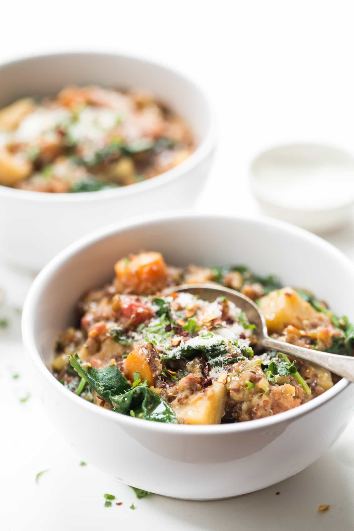 Root Veggie & Lentil Quinoa Stew made in just ONE POT with healthy, wholesome ingredients!