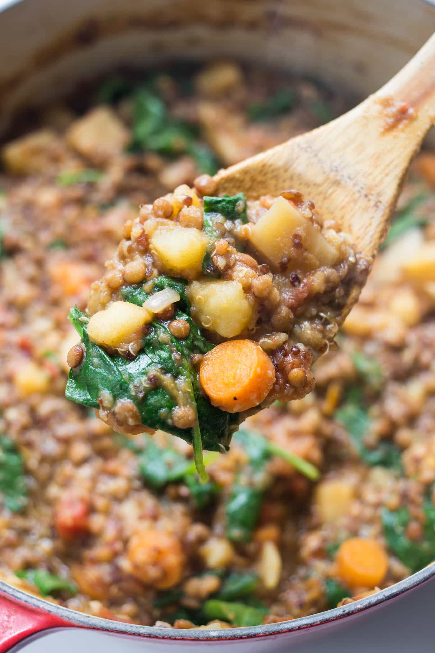 How to make the most PERFECT fall quinoa stew! Using root vegetables, lentils, tomatoes and herbs