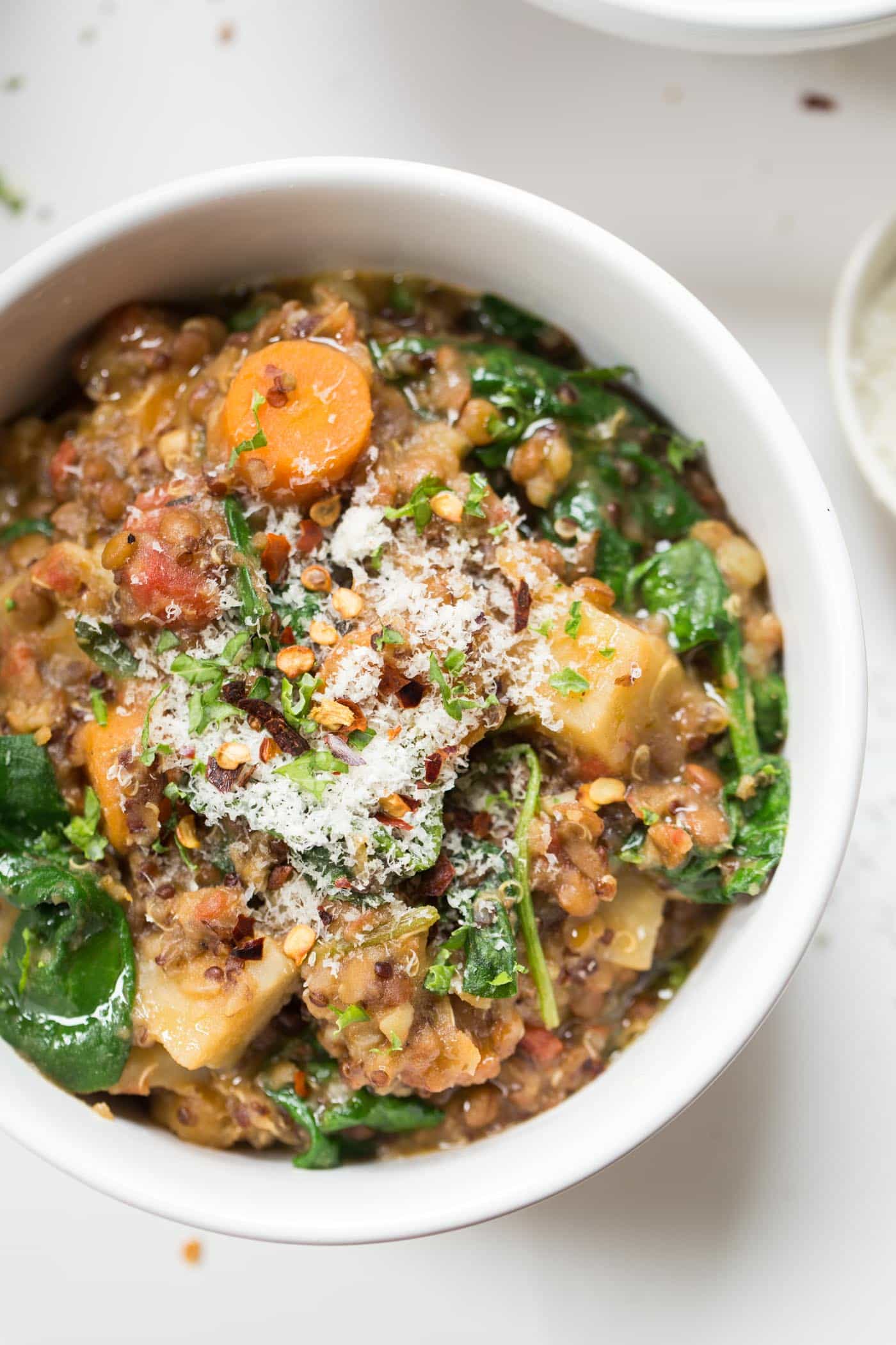 Root Veggie & Lentil Quinoa Stew made in just ONE POT with healthy, wholesome ingredients!