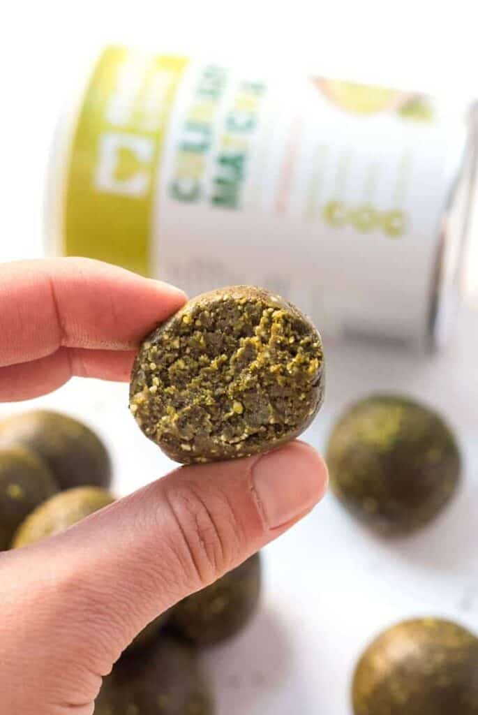 vegan matcha energy balls with culinary matcha powder