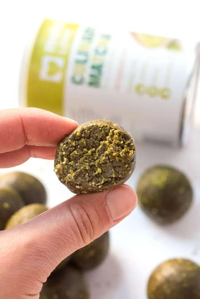 vegan matcha energy balls with culinary matcha powder