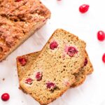 This AMAZING cranberry quinoa banana bread is made with only healthy ingredients and is free from gluten, dairy, refined sugar AND uses only 1 tablespoon of oil!