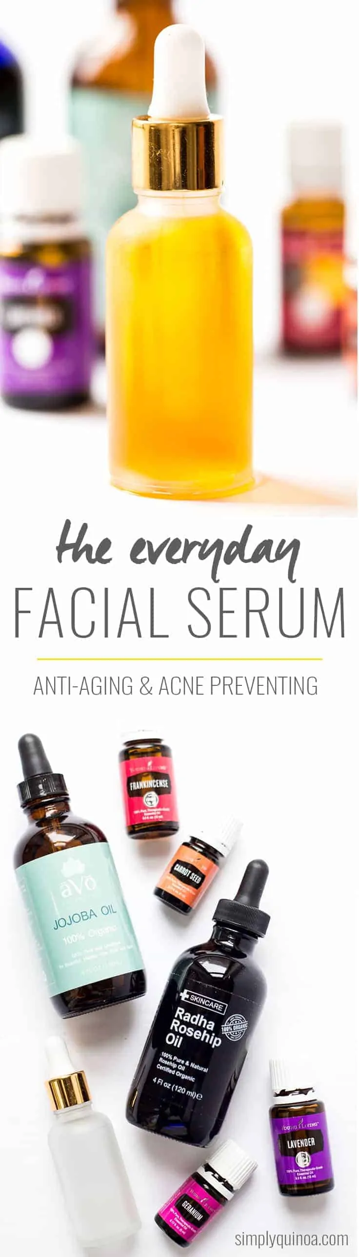 DIY Everyday Facial Serum made from jojoba oil, rosehip seed oil and my favorite essential oils!