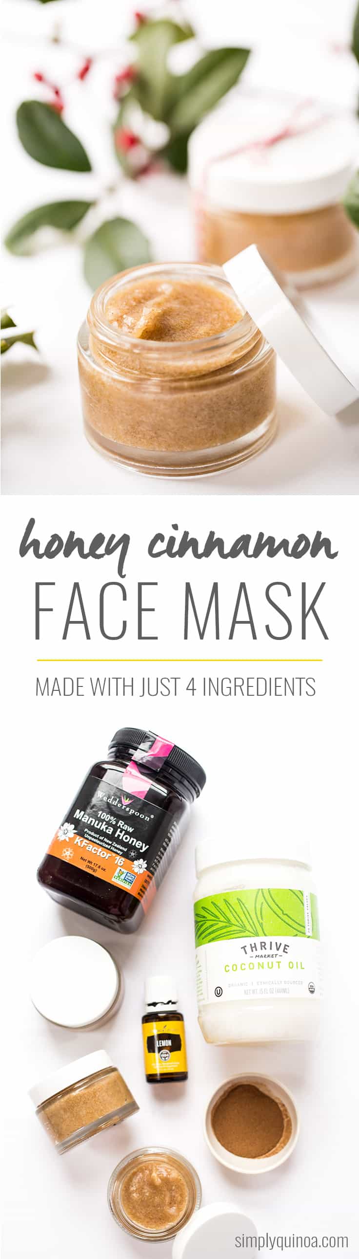 This DIY Honey Cinnamon Face Mask uses just four ingredients and is AMAZING! Smells so nice, is awesome for the skin and gives you a nice glow after you use it.