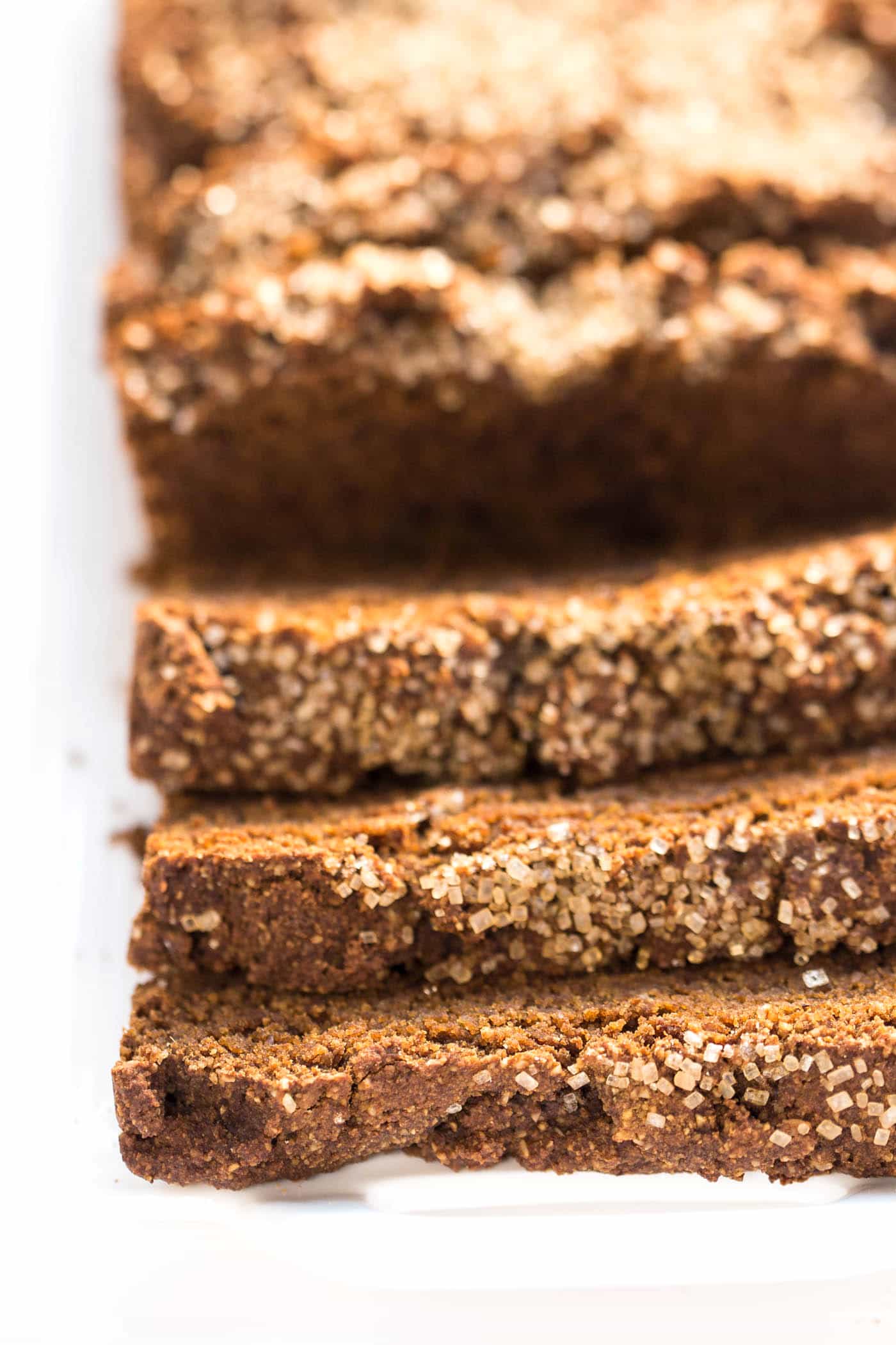 This AMAZING vegan gingerbread loaf is made with almond & quinoa flour and makes for the perfect healthy holiday treat!