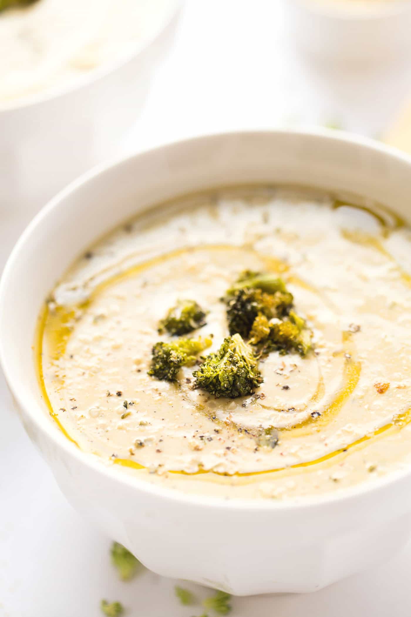 This is the BEST DAMN broccoli chowder on the planet! Packed with flavor, super thick and creamy and made WITHOUT any dairy!
