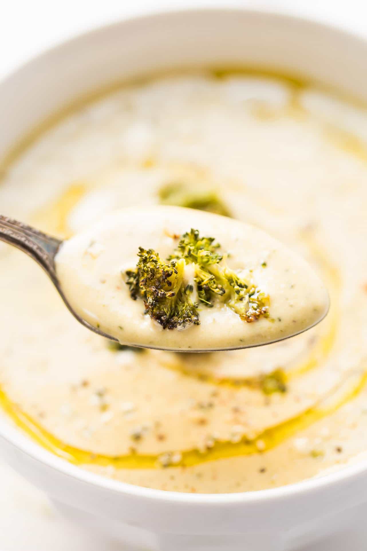 This is the BEST DAMN broccoli chowder on the planet! Packed with flavor, super thick and creamy and made WITHOUT any dairy!