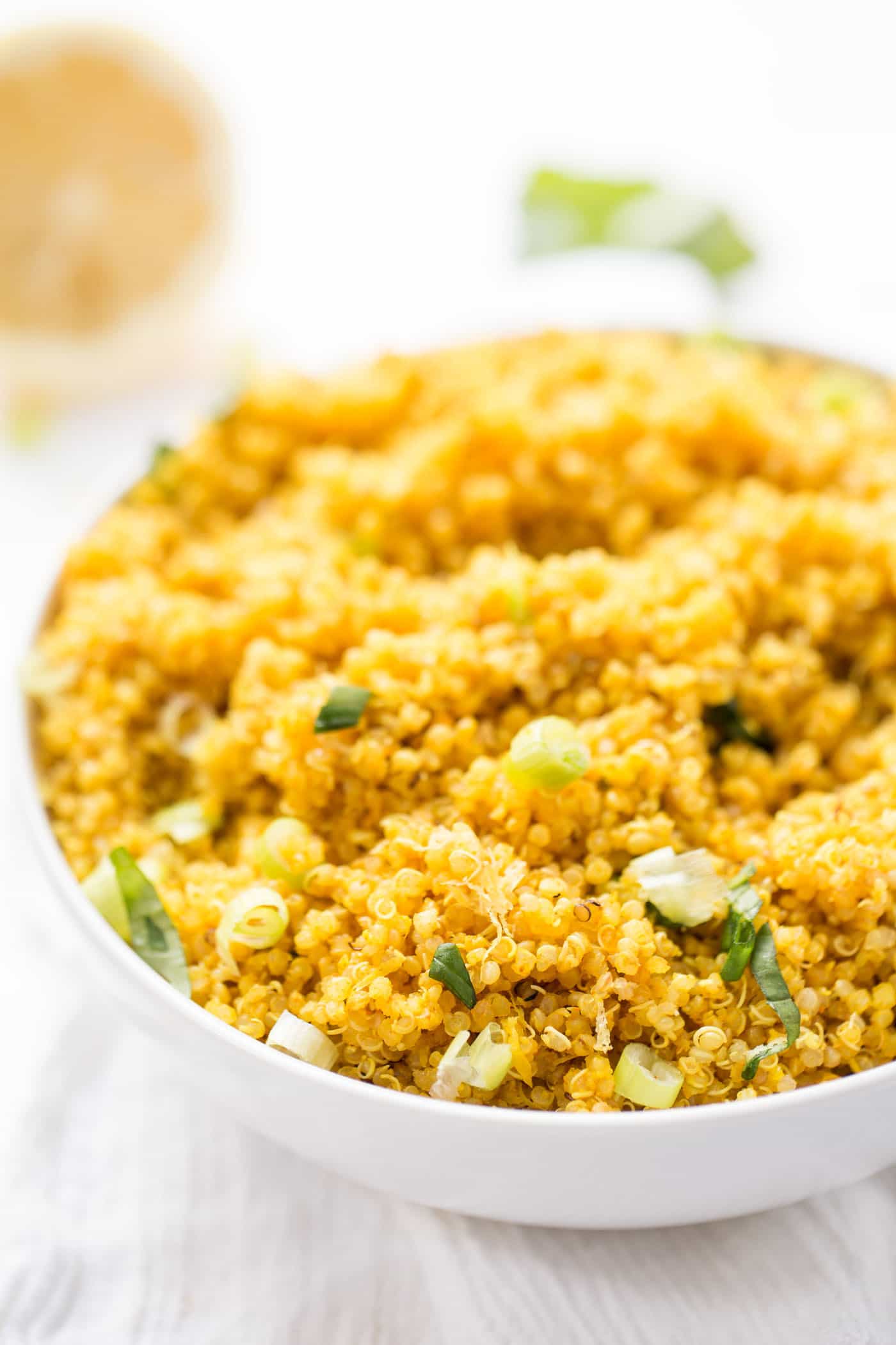 Lemon Turmeric Quinoa made with just 5 INGREDIENTS! So simple and the perfect way to spice up your next Indian or Middle Eastern feast!