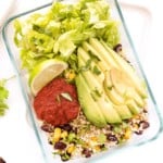 quinoa burrito bowls with black beans and avocado - a perfect vegan meal prep recipe