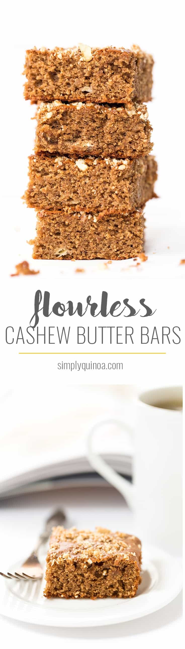 These CASHEW BUTTER BARS are light and fluffy, sweetened without any refined sugar, no oils and no flour, but still decadent, delicious and amazing!