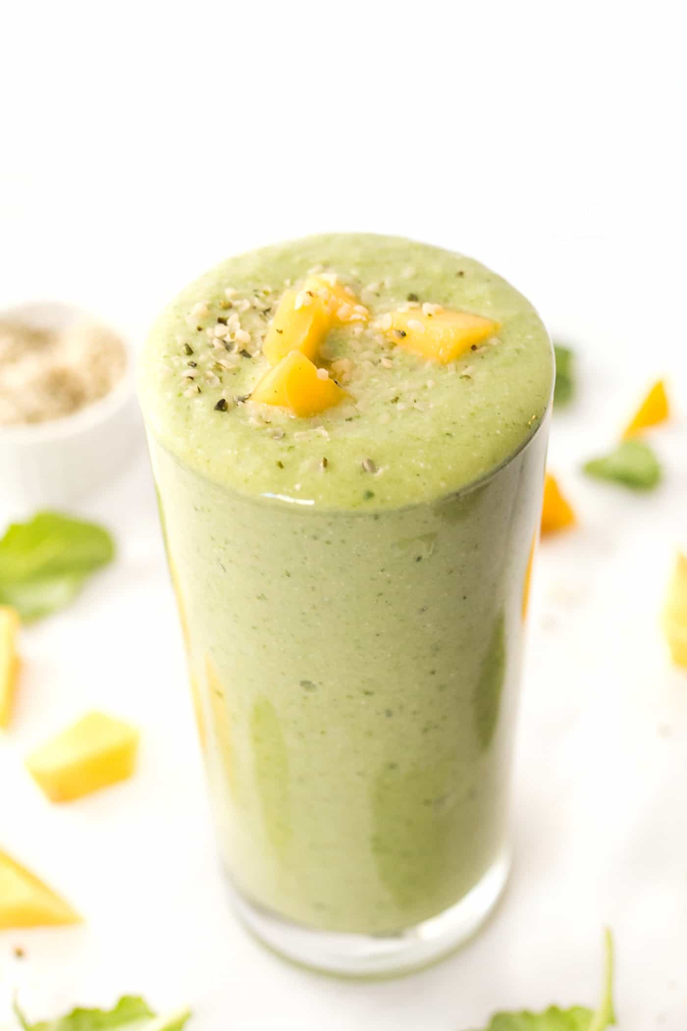 Tropical Green Smoothie -- made with pineapple and mango! The ultimate make ahead smoothie recipe!