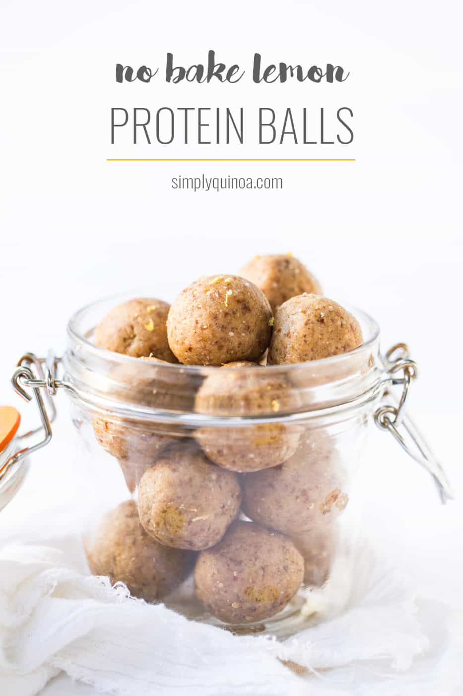 These NO BAKE Lemon Protein Balls are the perfect healthy snack to take on the go. Packed with protein, healthy fats and carbs to fuel you all day long!